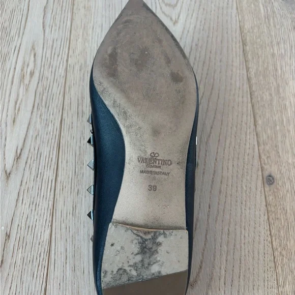 Valentino Garavani Black Rock Studded Flats - Picture 5 of 7